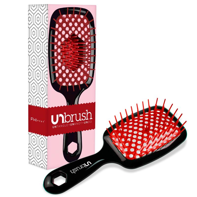 FHI Heat UNbrush Detangling Duo: UNbrush Detangling Brush and The Knot UNwinder 7-in-1 Detangling Spray Haircare Heatless