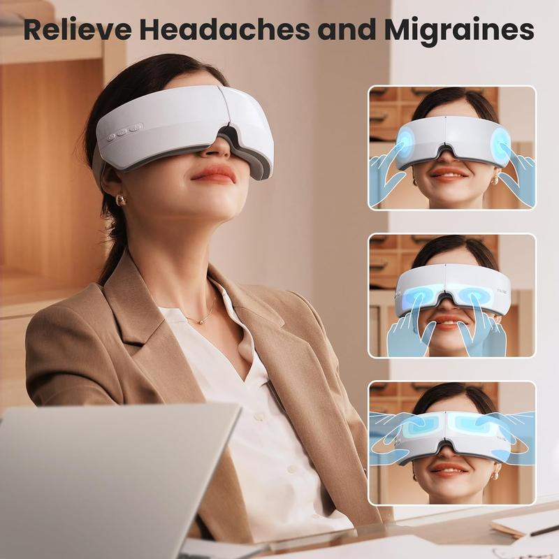 TOLOCO Eye Massager with Heat and Bluetooth Music – Perfect Gift for Relaxation, Migraine Relief, Eye Strain Reduction, and Improved Sleep Quality.