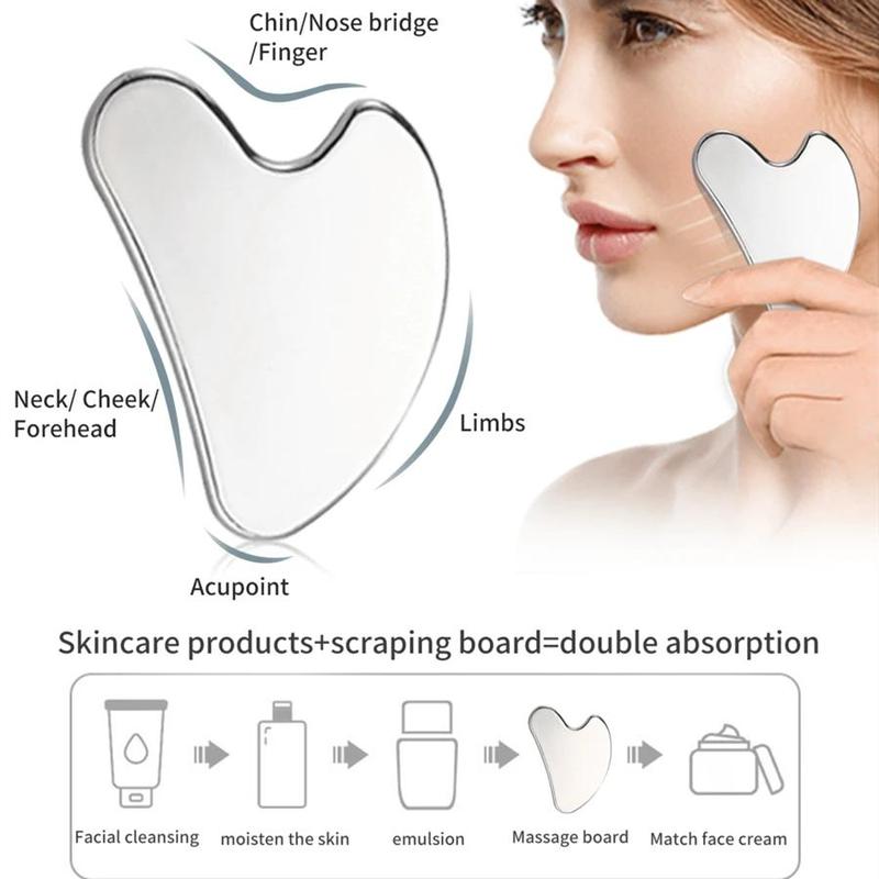 Ice Face Massage Tool Set, 3 Counts set Including Silicone Facial Massage Brush & Ice Face Roller & Heart Shaped Scraping Board, Facial Skin Care Tool, Skincare Products