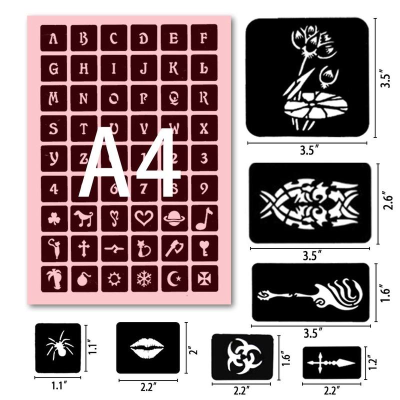 524 PCS Henna Tattoo Stencil Kit,20 Sheets Henna Temporary Tattoo Stickers for Women and Girls Face Paint Body Art