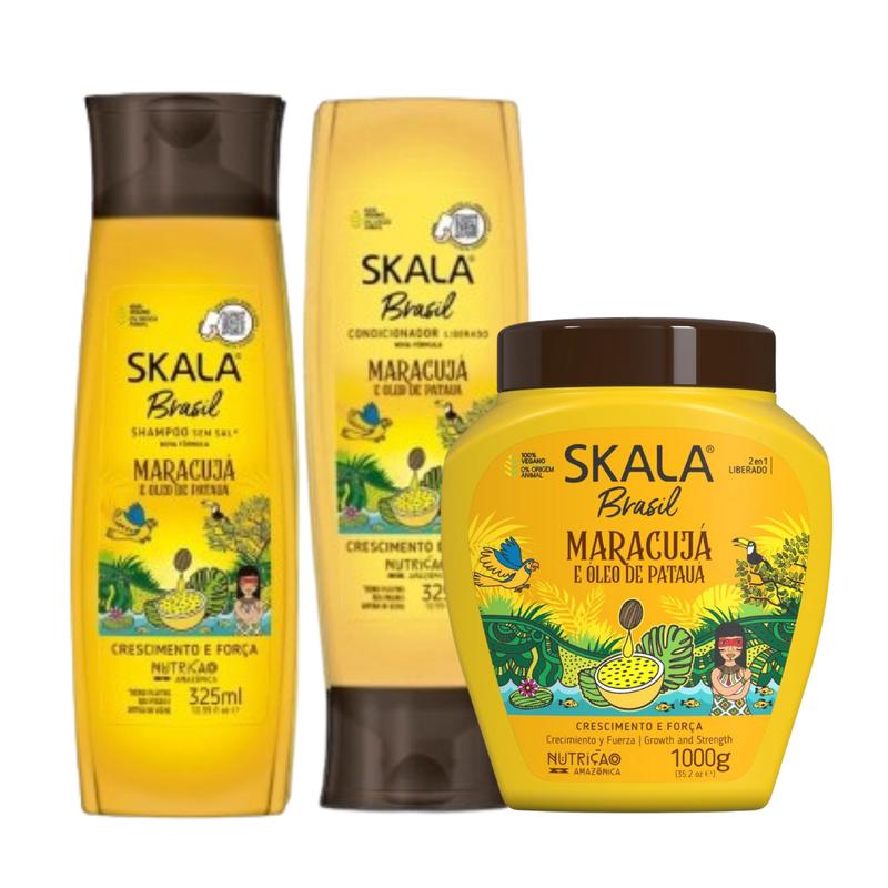 Skala Passion Fruit + Patua Oil Kit Hair Treatment Conditioning Cream for Curly Dry Weak Hair Mask Conditioner Haircare Shampoo Olive