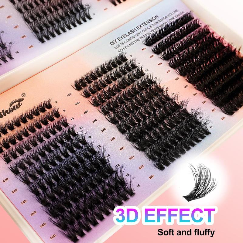 Individual False Eyelashes Kit, 1 Set Mixed Length & Styles Natural Look Eyelash Extensions, Self Grafting Curl Eyelashes, Eye Makeup Accessories, Christmas Gift