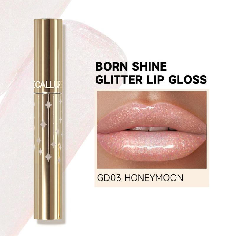 Focallure Born Shine Glitter Lip Gloss Glossy Shimmery Liquid Lipstick - Natural Hydration for Moisturized Lips