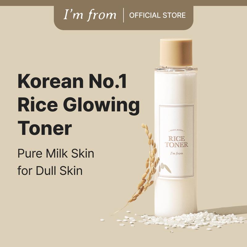 [I'm From Official Shop] Rice Toner, 77.78% Rice Extract from Korea, Glow Essence with Niacinamide, Hydrating for Dry Skin, Vegan, Alcohol Free, Fragrance Free, Peta Approved, K Beauty Toner Moisture Skincare Skin Repair Comfort Hydrate Moisturizer toners