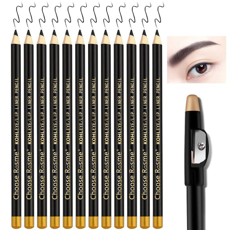 Durable Eyebrow Pencil (12pcs set), Long Lasting Eyebrow Pencil, Brow Styling Brush, Sweat Proof High Pigmented Brow Shading & Filling Pencil, Makeup Tool Easy to Apply, Christmas, Christmas Gift