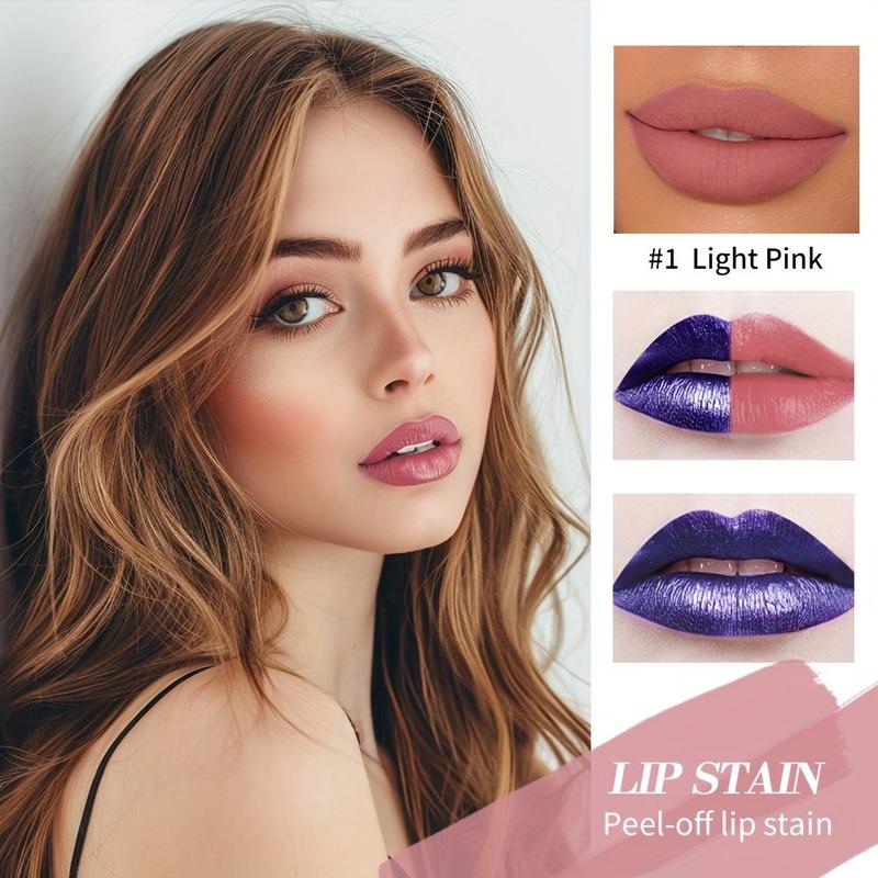 Long Lasting Tear-pull Lip Gloss, 3 Counts Matte Finish Lip Stain, Non-stick Cup Lipstick, for All Occasions Lip Makeup