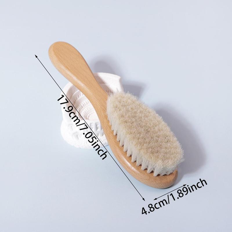 Wooden Handle Hair Brush (1 Count 2 Counts), Soft Bristles Neck Hair Comb, Hair Detangling & Styling Tool for Women & Men