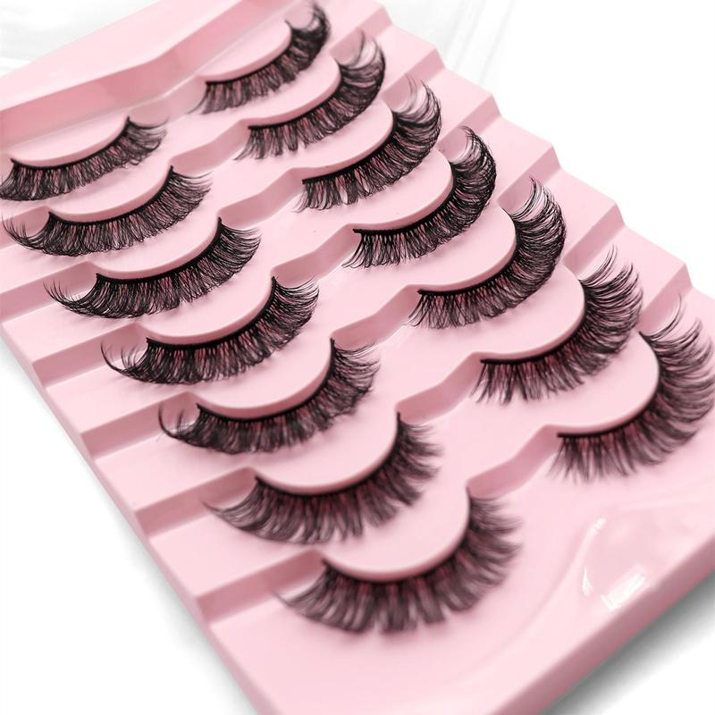 Long Fluffy False Eyelashes, Wispy D Curl Fake Eyelashes, Eyelash Extensions Kit, Volumized Natural Curling Strip Lashes, Soft and Curl Fake Lashes for Women, Eye Makeup Products, Makeup Product, Christmas Gift