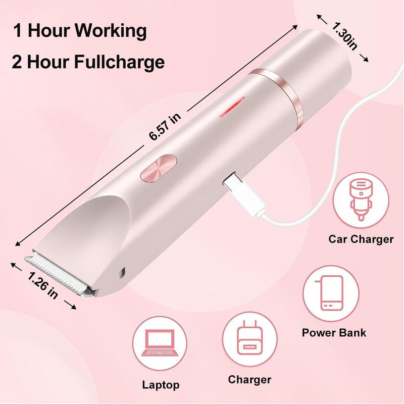 Electric Hair Removal Tool for Women, 2 in 1 Electric Razor for Legs Underarm Face Pubic Hairs, Rechargeable Electric Razor, Body Hair Trimmer