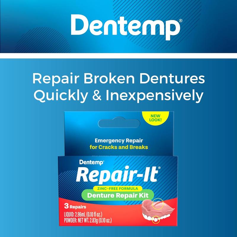 Dentemp Repair Kit - Repair-It Denture Repair Kit - Repairs Broken Dentures - Denture Repair to Mend Cracks & Replace Loose Teeth DIY