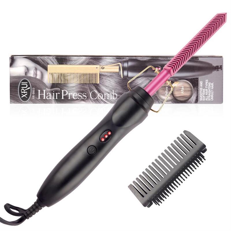 Electric Heated Hair Straightener Comb, Multifunctional Hair Straightening Brush, Wet & Dry Hair Styling Tool for Home & Salon Use, Christmas Gift