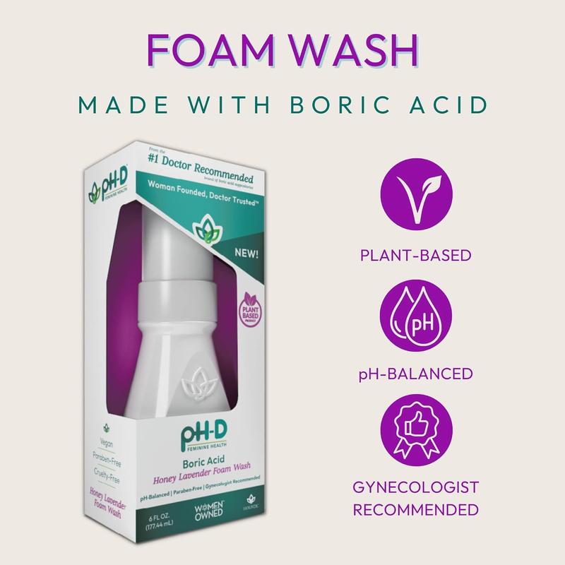 pH-D Feminine Health - Boric Acid Foam Wash - pH-Balanced, Paraben-Free, and Plant-based