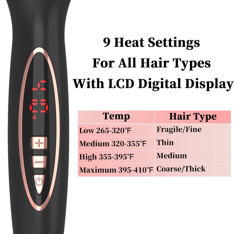 2024 New Upgrade 1.25 Inch Thermal Brush Create Loose & Volume Curls Digital Display 9 Heat Settings Tourmaline Ionic Hair Curler 1 1 4 Inch Curling Iron Straightener Dual Voltage for Traveling