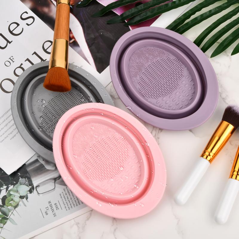 Comfort Silicone Makeup Brush Cleaning Mat, Cosmetic Brush Cleaning Pad with Suction Cup, Makeup Brush Cleaner Pad,Makeup Cosmetic Too for Women&Girls