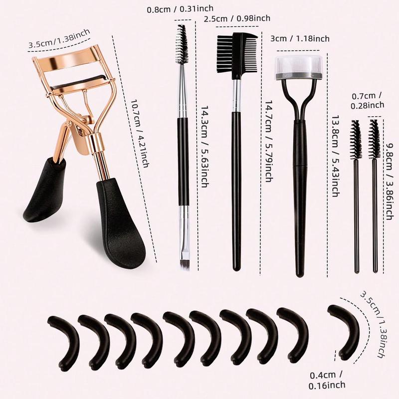 Eyelash & Eyebrow Makeup Tool Kit, 16pcs set Eyelash Curler & Eyebrow Brush & Eyelash Comb & Silicone Pad, Professional Makeup Tools for Women, Makeup Set, Makeup Products, Christmas Gift