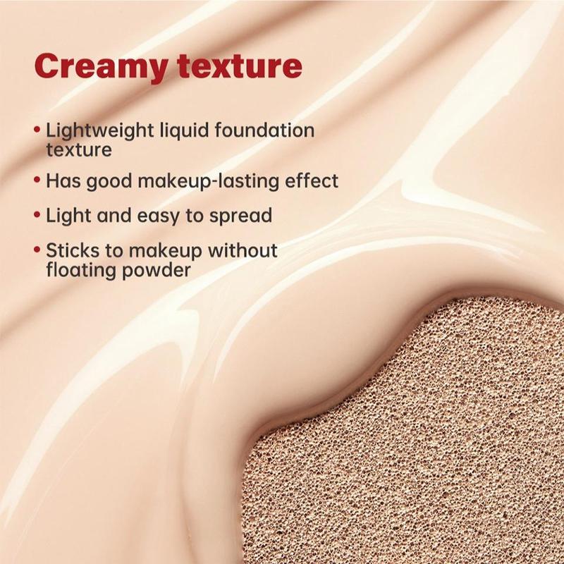 Long Lasting Air Cushion Foundation, Lightweight Waterproof Concealer, Moisturizing Full Coverage Flawless Makeup Cream