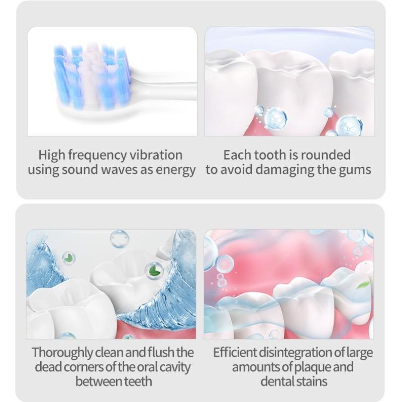 Portable Electric Toothbrush Set, 1 Box Multifunctional Electric Toothbrush & Replacement Brush Head & Travel Case, Oral Care Product for Home & Travel, Christmas Gift