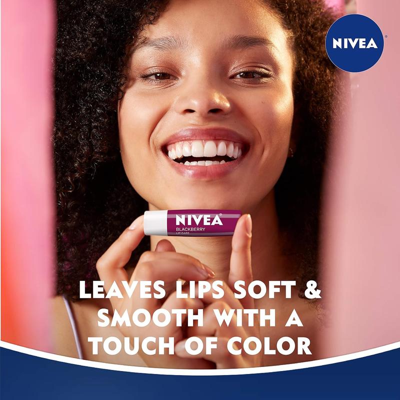 NIVEA Lip Care, Fruity Tinted Lip Balm Variety Pack, Includes Cherry, Strawberry, Blackberry and Watermelon Scents