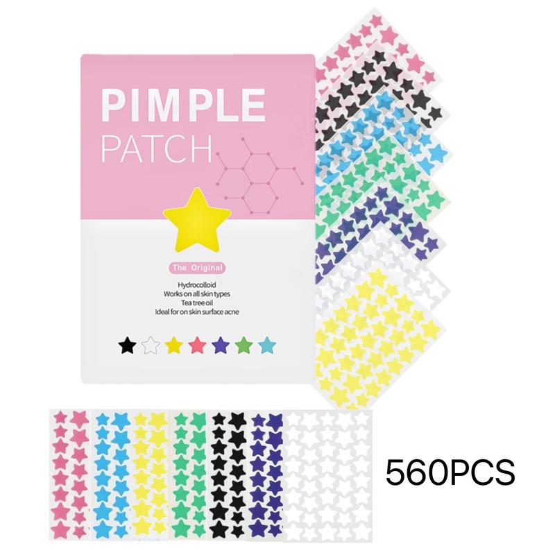 Colorful Star Shaped Acne Patch, 560pcs box Hydrocolloid Acne Cover Patch, Facial Skin Care Product for Women & Men, Christmas Gift