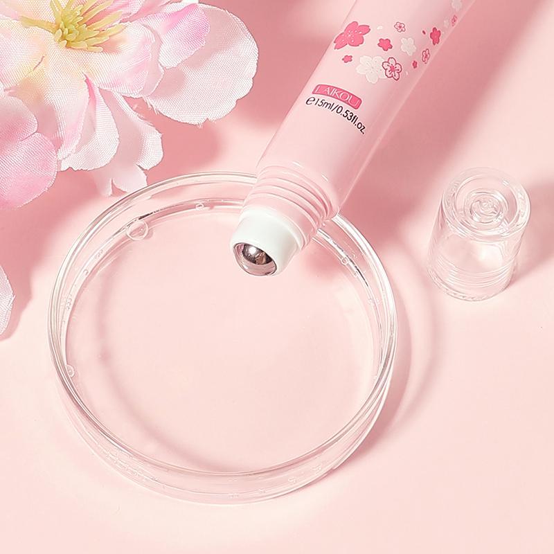 15ml Comfort Natural Sakura Extract Eye Serum & Eye Roller, 1 Count Skincare Eye Nourishing Cream for under Eye Treatment, Facial Detailing Beauty Makeup Cosmetic Tool