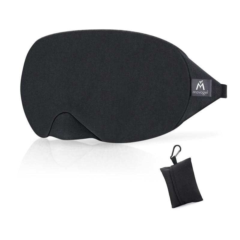 Cotton Sleep Mask – Updated Light-Blocking Design, Soft & Comfortable Eye Mask for Men & Women, Includes Travel Pouch (Black)