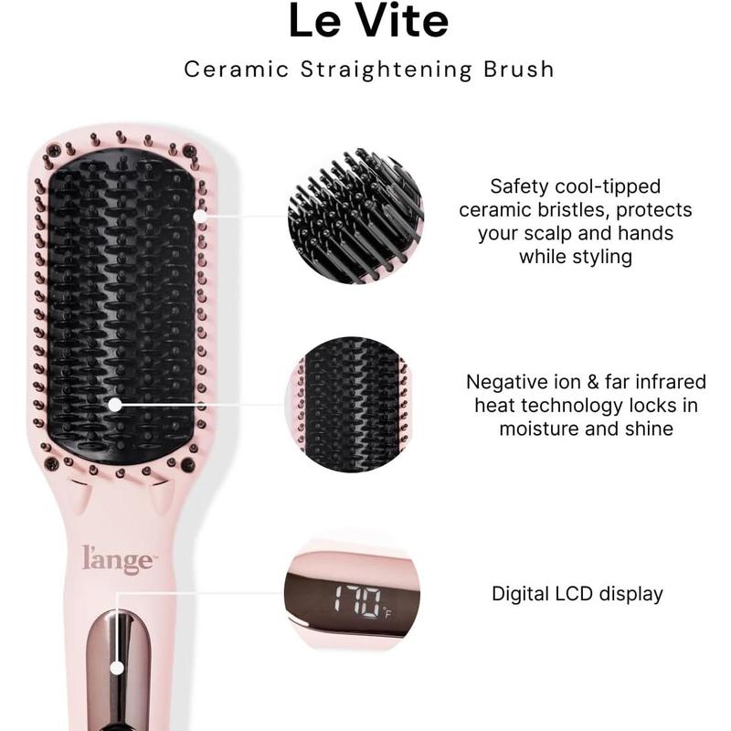 L'ANGE HAIR Le Vite Straightening Brush | Heated Straightener Flat Iron for Smooth, Anti Frizz Hair | Dual-Voltage Electric Brush Straightener | Hot Brush for Styling