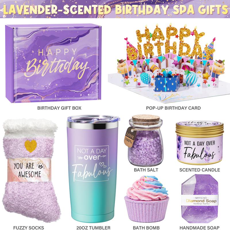 Mayicivo Birthday Gifts for Women, Get Well Gifts, Lavender Spa Basket for Self-Care, Body Care & Comfort, Perfect for Mother's Day or Appreciation