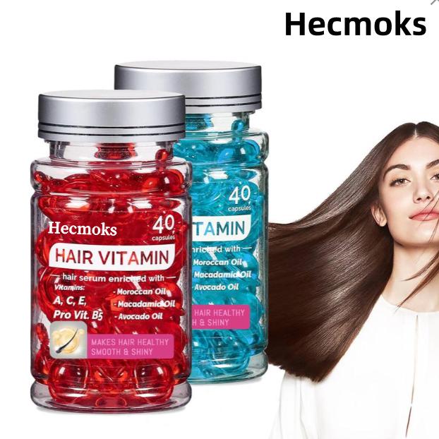 Hecmoks Hair Treatment Serum Capsules - Enriched with Vitamins A, C, E & Pro B5, No-Rinse Conditioner for Improved Hair Health