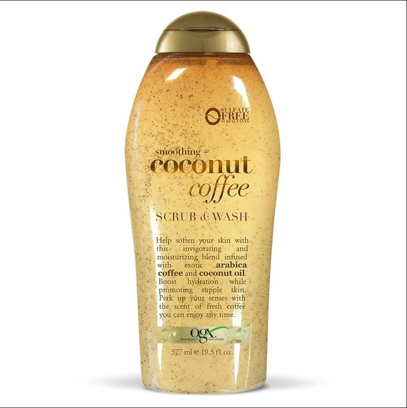 OGX Smoothing + Coconut Coffee Exfoliating Body Scrub with Arabica Coffee & Coconut Oil, Moisturizing, Body Wash for Dry Skin, 19.5 Fl Oz