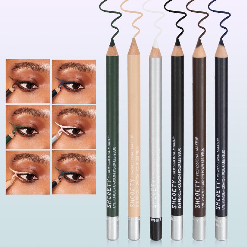 Long Lasting Eyeliner Pencil, 6 Counts Waterproof Eyeliner Pen, Eye Makeup Tool for Women & Girls, Professional Daily Makeup Accessories