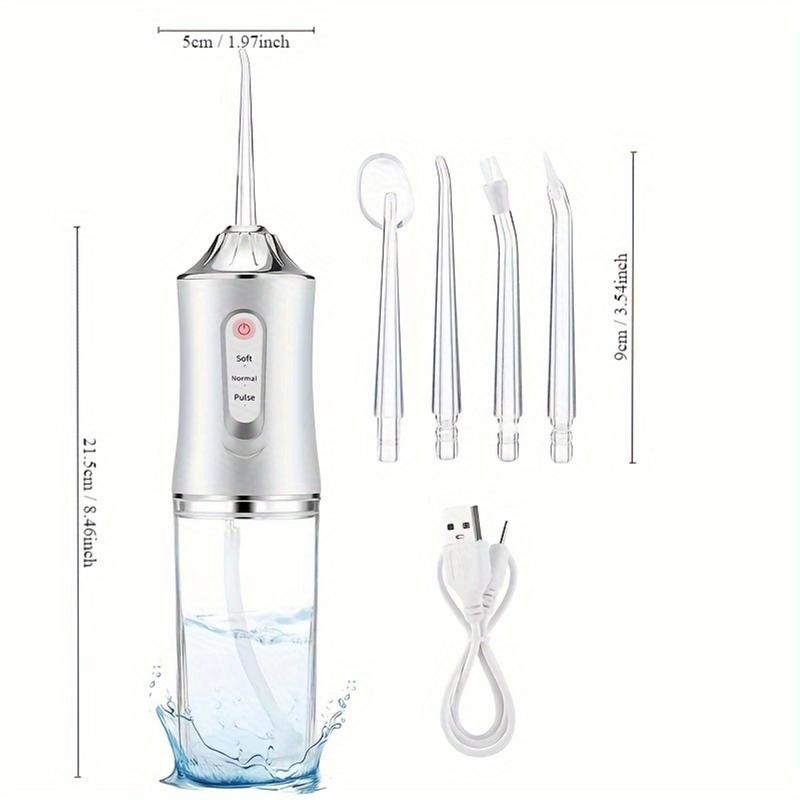 Portable Water Flosser, 3 Modes, 4 Jet Tips, USB Rechargeable, Ideal for Teeth & Gum Care Oral