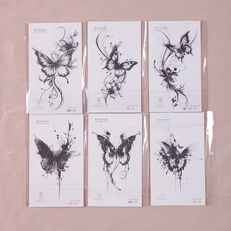 Butterfly Pattern Temporary Tattoo Sticker, 6 Counts set Realistic Fake Tattoo Sticker, Body Art Sticker for Women & Girls