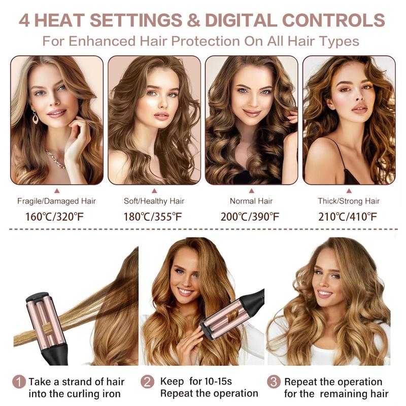 Adjustable Temperature Curling Iron, 1 Box 4 Gear Temperature Egg Roll Waver, Professional Hair Styling Tool for Home & Salon Use