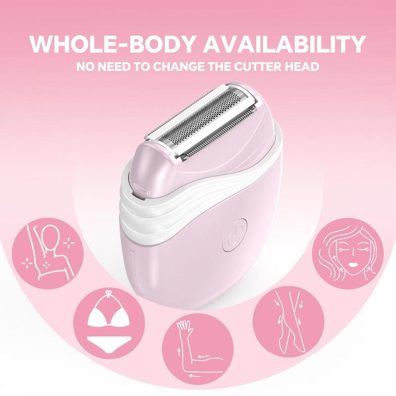 Electric Hair Shaver for Women, 1 Box Compact Cordless Wet & Dry Razor for Smooth Body Hair, Dual Trimmers Travel-friendly Hair Removal Tool