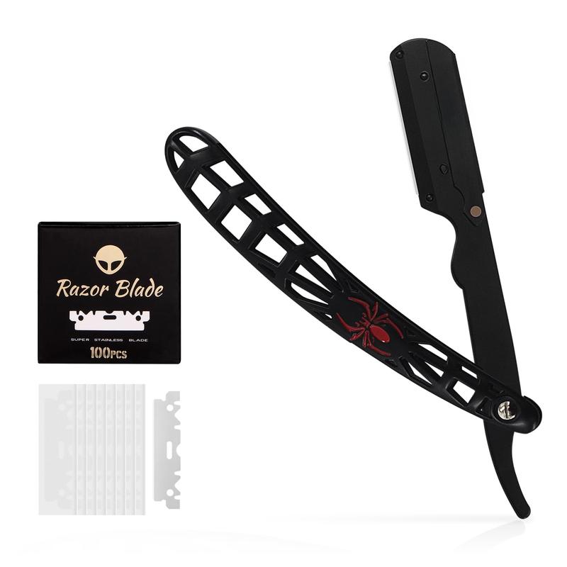 Straight Edge Razor With 100 Single Edge ,Professional Barber Razor Cut Throat Shavette,Straight Razor Kit For Men