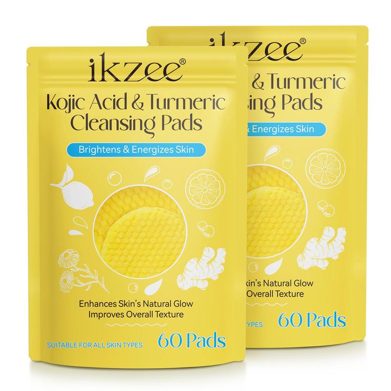 Kojic Acid & Turmeric Cleansing Pads, 120 Pads Gentle Exfoliating Face Cleaning Pads, Natural Brightening Skin Care Products for Face and Body