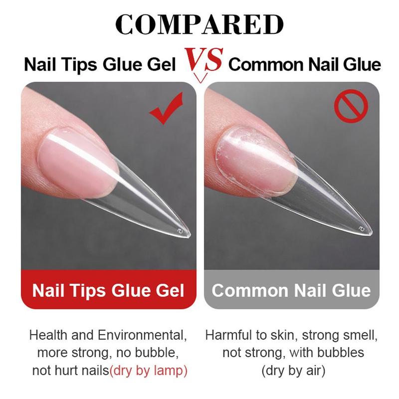 Nail Glue Gel Polish, 1 Count Nail Tips Glue Gel, Easy to Apply, Manicure Gel Tip Hybrid Varnish UV LED Gels Lacquer for Girls and Women