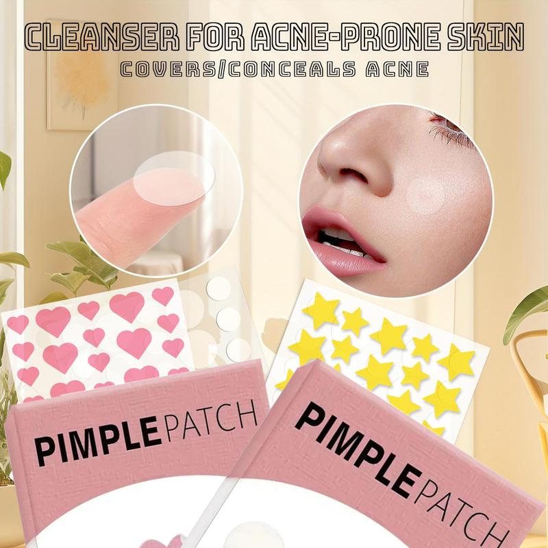 Hydrocolloid Acne Patches, 1 Box Star & Heart & Round Shaped Acne Cover Patches, Invisible Acne Patches, Facial Skin Care Products for Women & Men