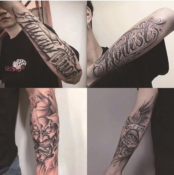 Realistic BIC Temporary Arm Tattoos: Non-Reflective, Herbal, Fake Men Tattoos, Waterproof