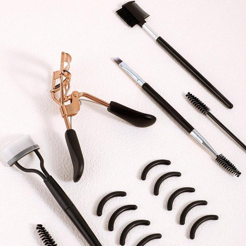 Eyelash & Eyebrow Makeup Tool Kit, 16pcs set Eyelash Curler & Eyebrow Brush & Eyelash Comb & Silicone Pad, Professional Makeup Tools for Women, Makeup Set, Makeup Products, Christmas Gift