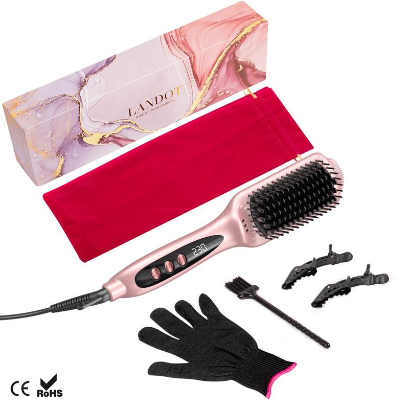 Landot Hair Straightener & Smoothing Brush Heated Straightening Brush | QF-S200 | Comfort Salon