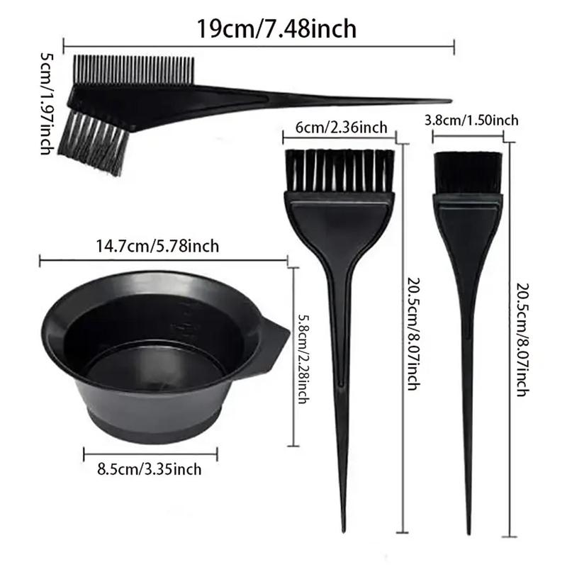 4pcs Hair Dye Set, Paint Set with Brush, Comb, Brush Bowl, For Hair Dyes, Dyeing, Hairstyle, Color Accessories Bowl