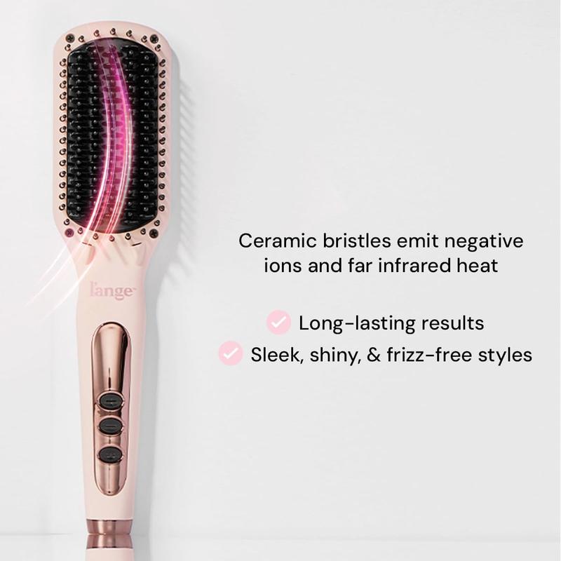 L'ANGE HAIR Le Vite Straightening Brush | Heated Straightener Flat Iron for Smooth, Anti Frizz Hair | Dual-Voltage Electric Brush Straightener | Hot Brush for Styling