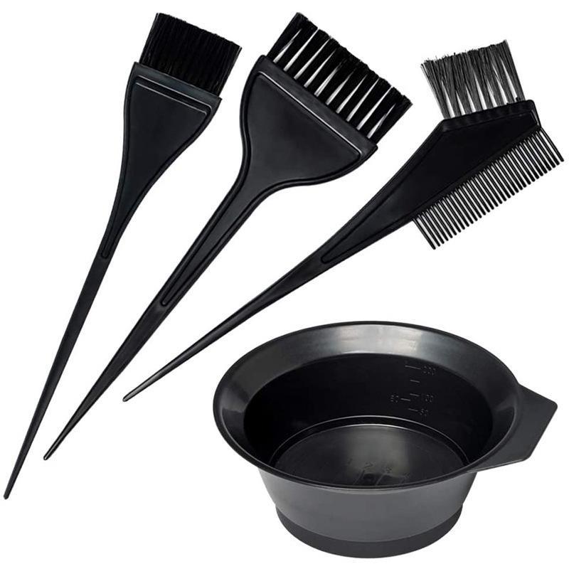 4pcs Hair Dye Set, Paint Set with Brush, Comb, Brush Bowl, For Hair Dyes, Dyeing, Hairstyle, Color Accessories Bowl