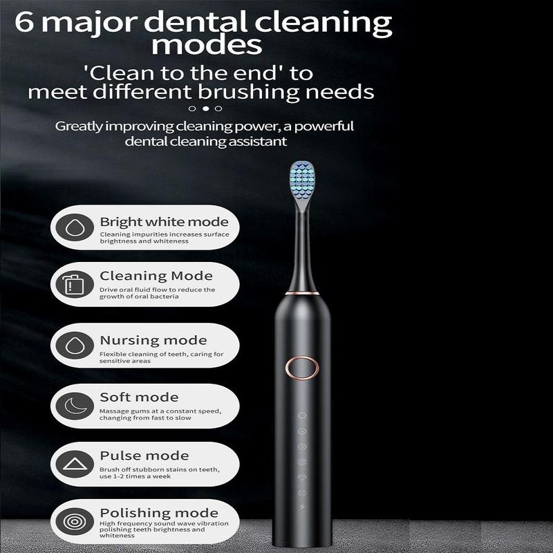 Portable Electric Toothbrush Set, 1 Box Multifunctional Electric Toothbrush & Replacement Brush Head & Travel Case, Oral Care Product for Home & Travel, Christmas Gift