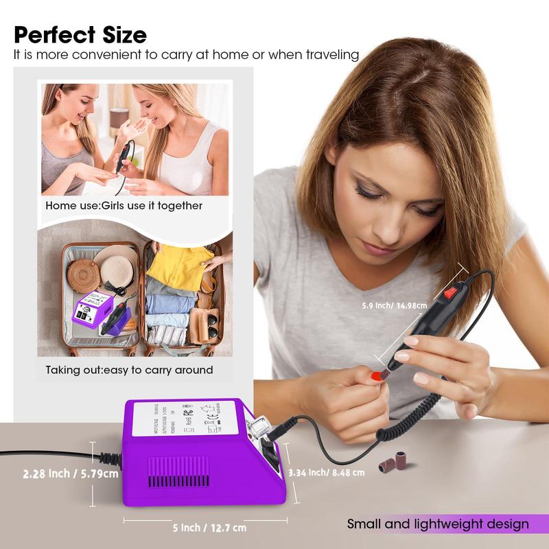 Portable Electric Nail Drill, 1 Set Nail Polishing Machine with 150pcs Sand Rings, Variable Speed Electric Nail File Tool, DIY Nail Art Tool for Summer Gifts, Back To School, Nail Art Equipement