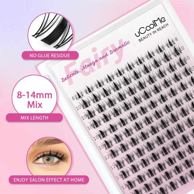 uCoolMe Lashes Short Fairy DIY Lashes Cluster For Girls Manga Lash Extension Kit Short Length 8-14mm DIY Individual Lashes Clusters Kit Long Lasting and WaterProof Lash Bond & Seal Lash Remover For Beginner Friendly At Home