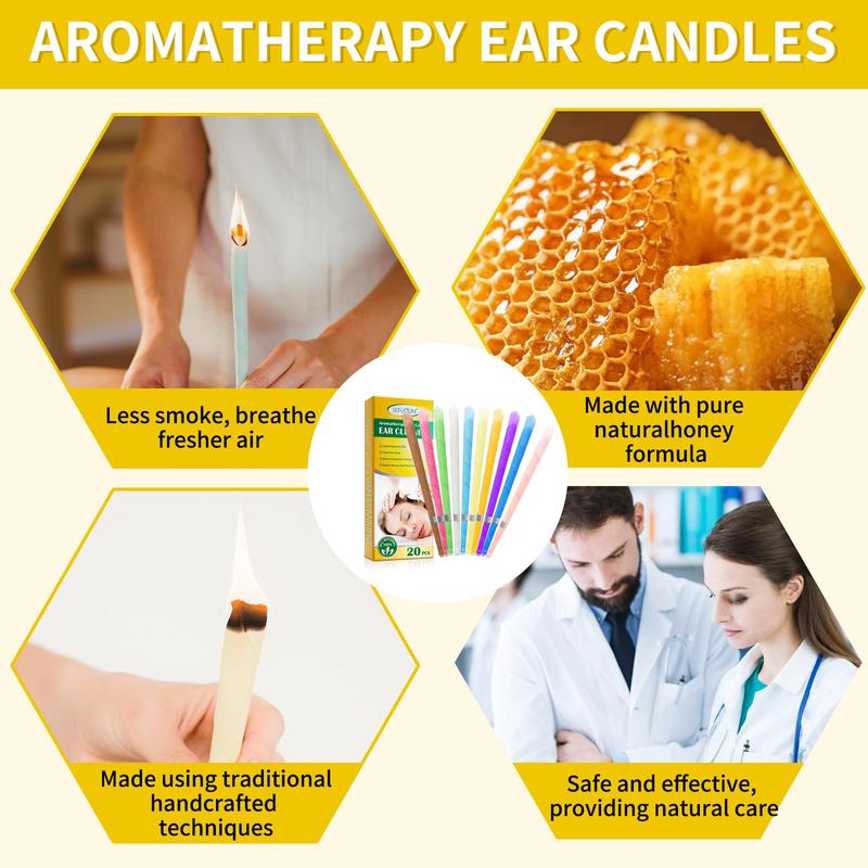 Soothing Ear Candles, 1 Box Beeswax Ear Candles for Ear Cleaning Care, Relieve Stress, Earwax Removal Products for Daily Use, Christmas Gift