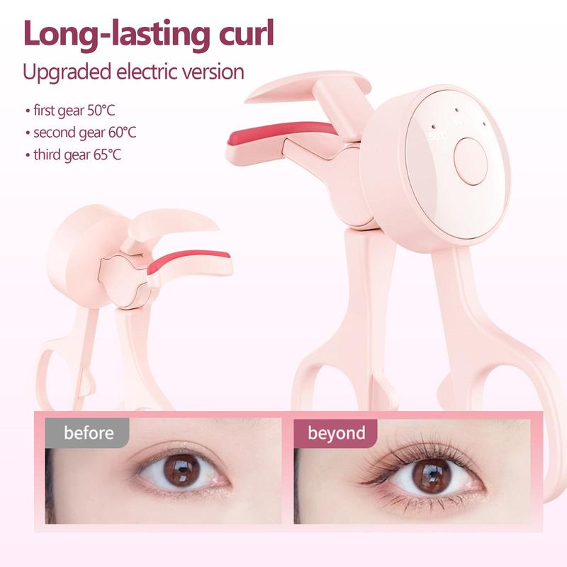 Borderless Design Heated Eyelash Curler, Long Lasting Eye Lash Curling Maker, Professional Eye Makeup Tools for Women