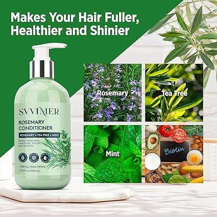 Rosemary Hair Growth Conditioner: Thickening Moisturizing Product with Biotin for Women Men - for Damaged Dry Thinning Hair 11.8 fl.oz Haircare Shampoo Blonde Luxury Mint Radiant Comfort Cleanser Cleansing Hydrate Moisturizer Moisture Hydrating Nourishing